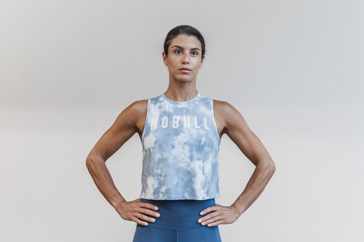 Nobull Muscle Tie-Dye Women's Tank Tops Blue | Australia (NB5210)